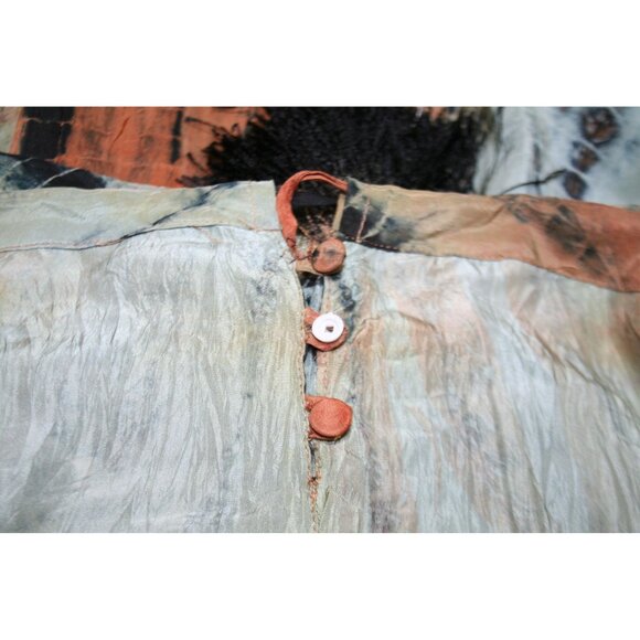 Azmina 100% Silk Hi-Lo Maxi Skirt Women OS Tassel Ties Embroidered Boho Festival - Picture 4 of 8